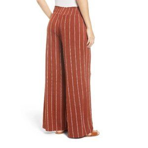 LOVE, FIRE Stripe Knit Wide Leg Pants brown print